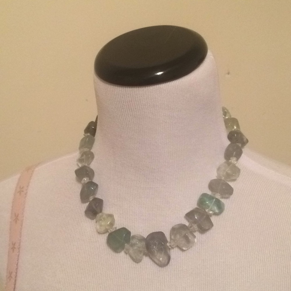 Sea glass bead necklace in green aqua
